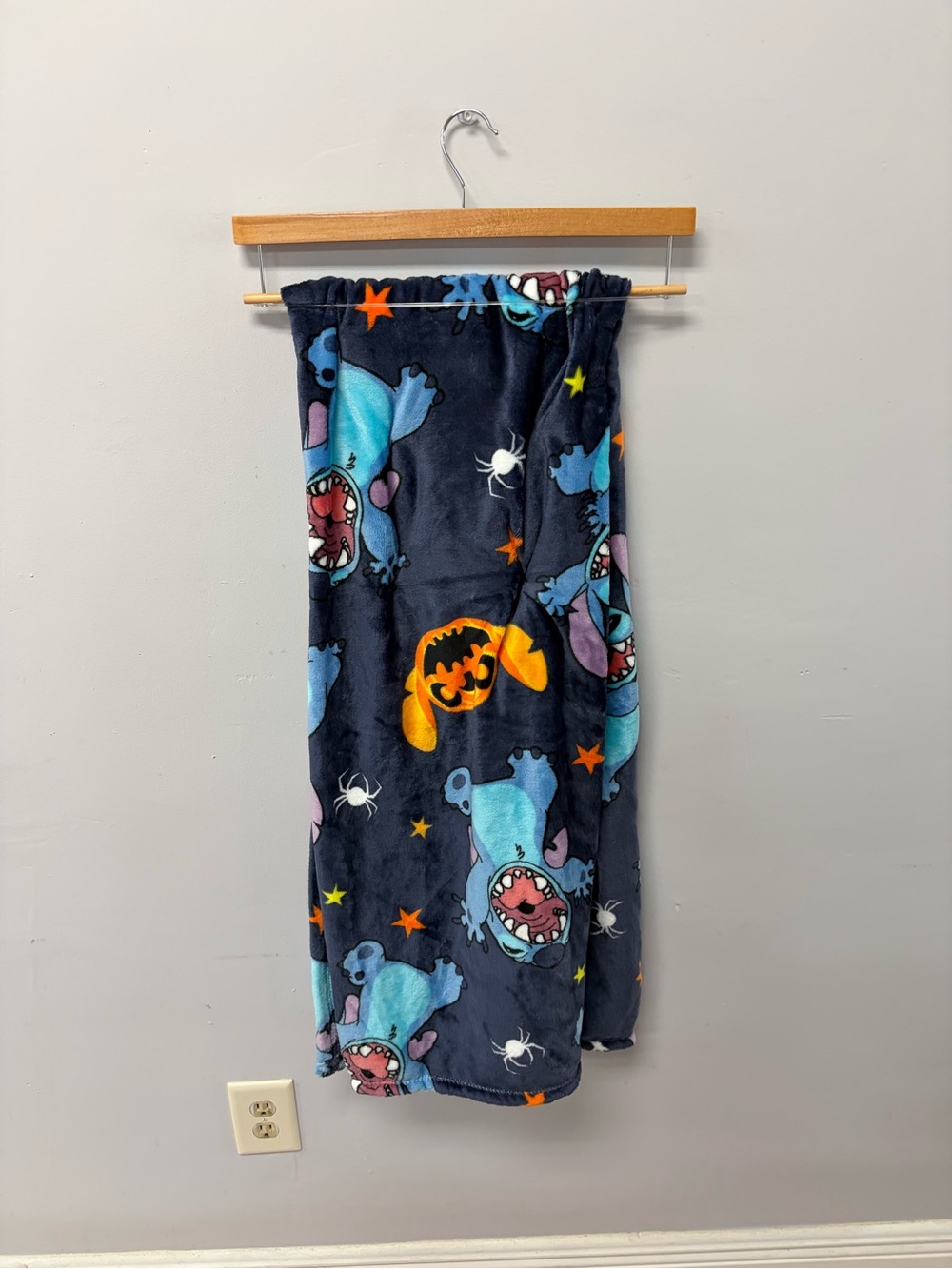 Halloween Stitch Throw Blanket with Orange Accents